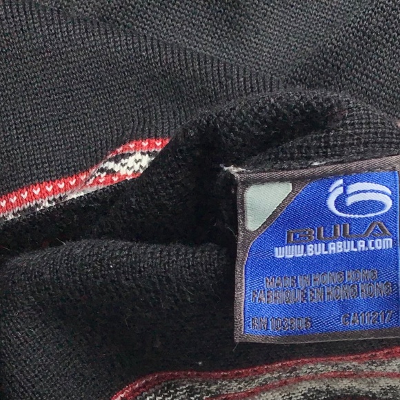Bula black & red wool & Angora  3/4 zip  pullover Sz XL made in Hong Kong 🇭🇰 - Picture 8 of 14